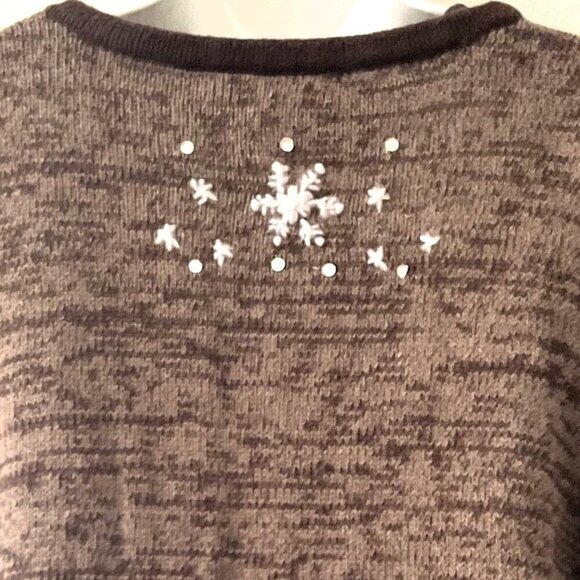 VINTAGE SNOWMAN CHRISTMAS JACKET BROWN PLUS 2X - Picture 8 of 12